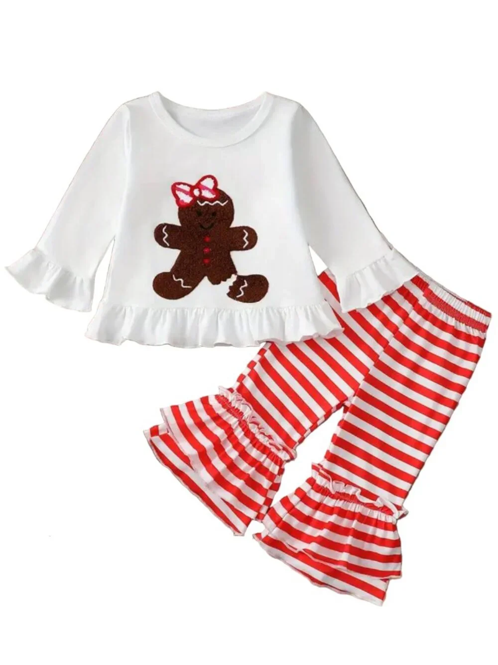Red & White Gingerbread Boutique Ruffle Outfit, girls